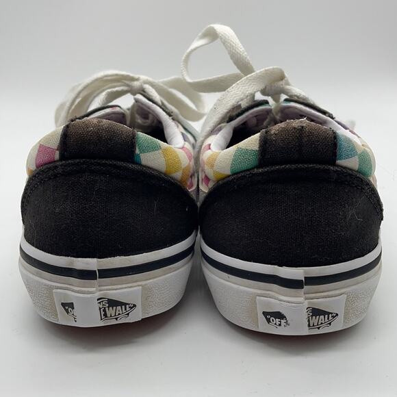 Vans Black Canvas Low Top Shoes Rainbow Checkerboard Size 2.5 - Picture 6 of 11